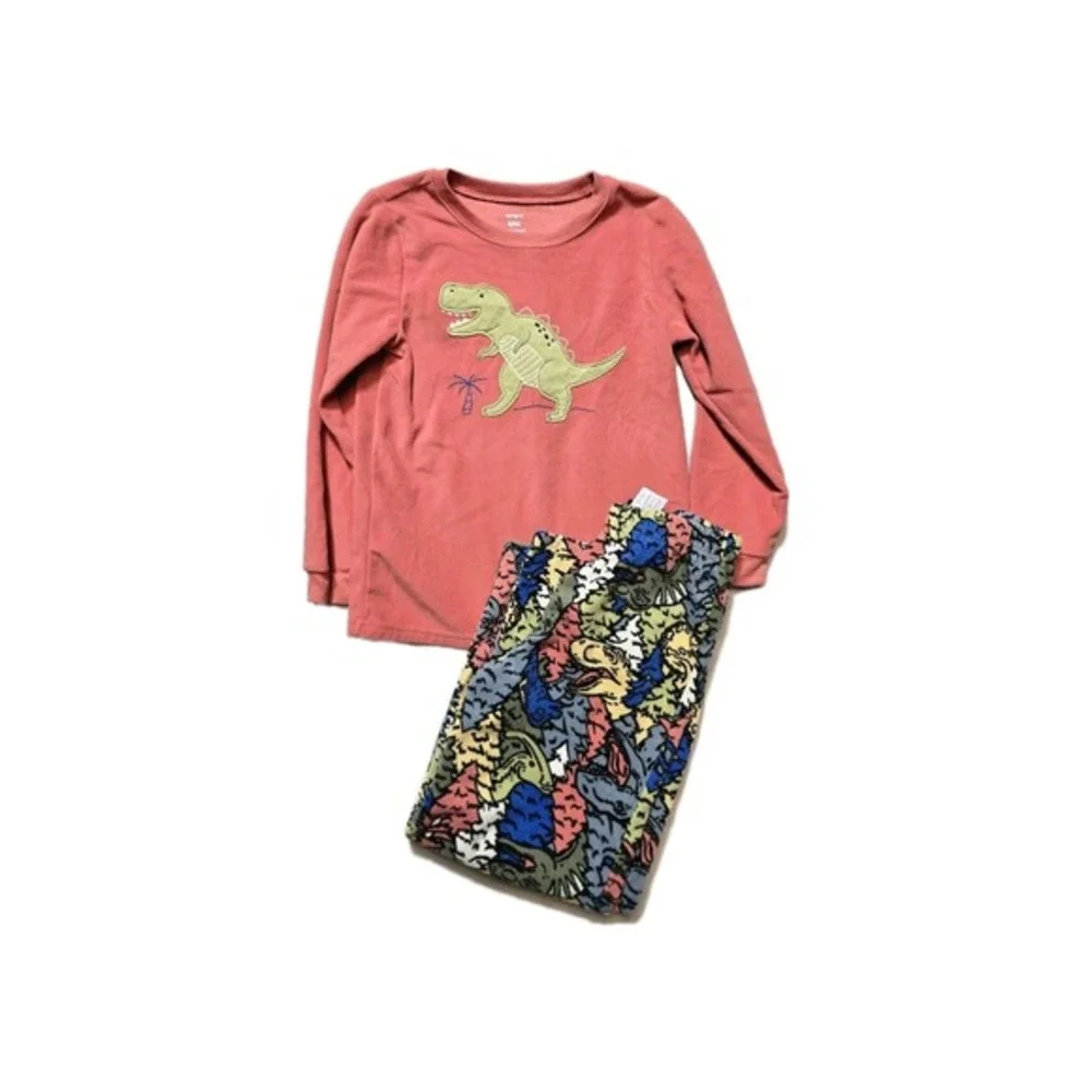 Carter's‎ Boys Size 8 Fleece Shirt And Pants Pajama Set Dinosaurs